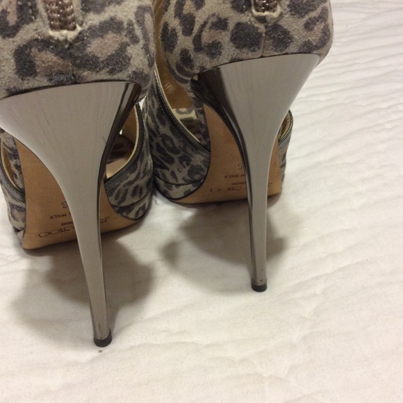 Jimmy Choo Grey Leopard Print Platform Heels - Picture 9 of 15